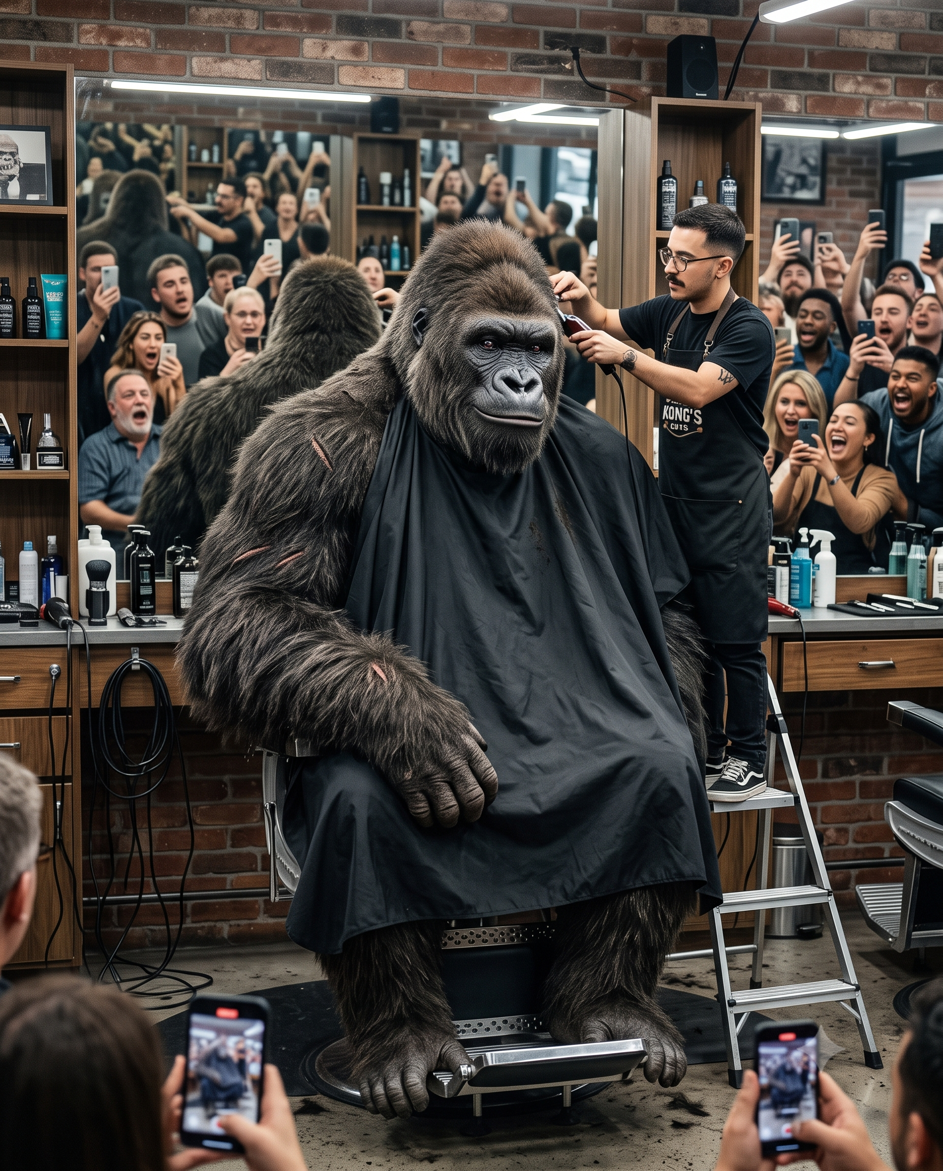 King Kong at the Barber Shop AI Photo Prompt
